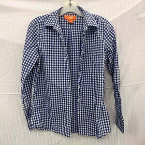 Joe Fresh Blue White Gingham Plaid Button Down Shirt , XS